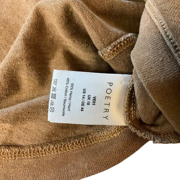Oversized Poetry Womens Top Hemp & Cotton Blend Loose Fit Tan Color 12 L Boxy - Picture 6 of 9